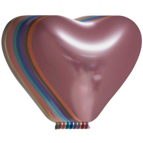 Ballonnen Chrome Hartjes Assortiment 30cm/6st bestellen bij FeestVoordeel |