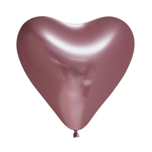 Ballonnen Chrome Hartjes Rose Goud 30cm/6st bestellen bij FeestVoordeel |