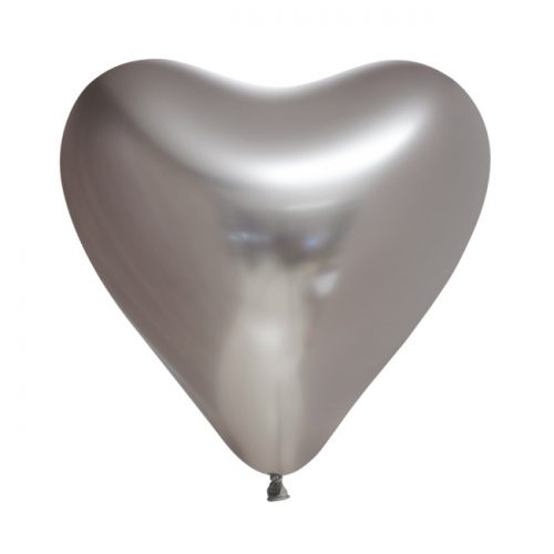 Ballonnen Chrome Hartjes Zilver 30cm/6st bestellen bij FeestVoordeel |