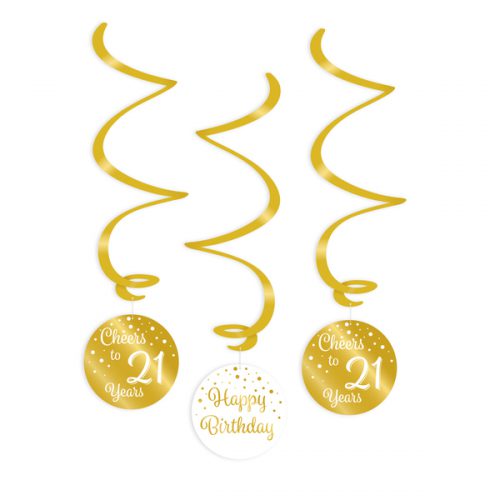 Gold White Swirls 21 Jaar bestellen bij FeestVoordeel |