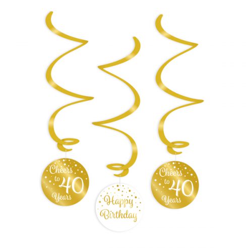 Gold White Swirls 40 Jaar bestellen bij FeestVoordeel |