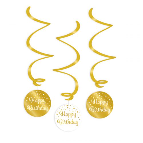 Gold White Swirls Happy Birthday bestellen bij FeestVoordeel |