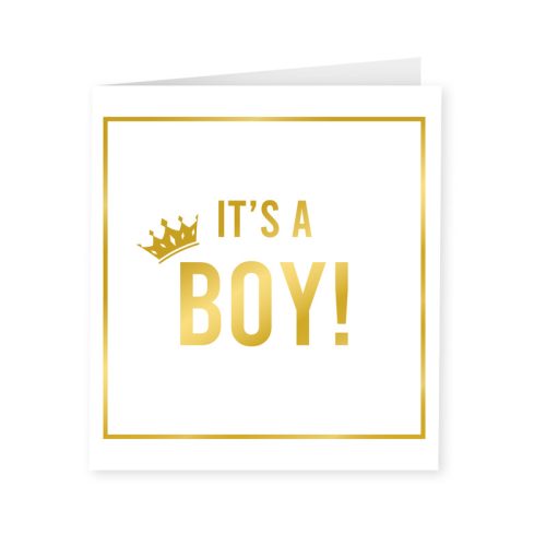 Gold & White Card It's a boy bestellen bij FeestVoordeel |