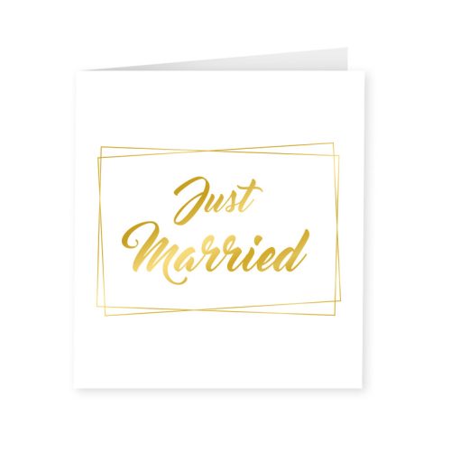 Gold & White Card Just Married bestellen bij FeestVoordeel |