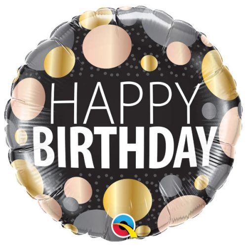 Folieballon Happy Birthday Metallic Dots bestellen bij FeestVoordeel |