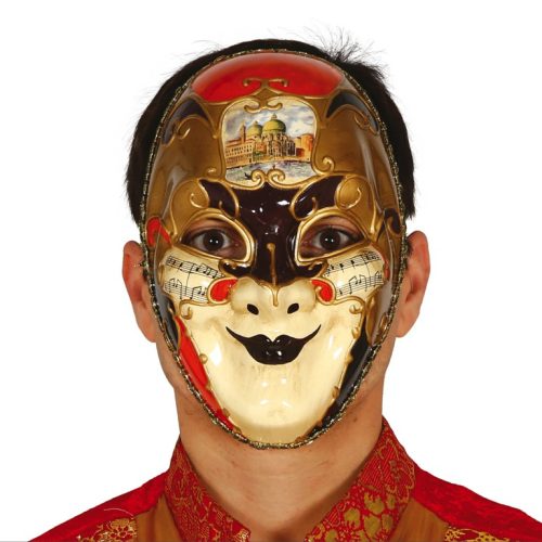 Masker Venetiaans Goud Rood bestellen bij FeestVoordeel |
